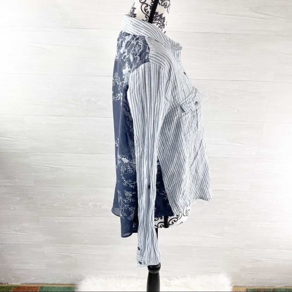 Free People Striped Multiprint Button Down Top - Picture 5 of 9